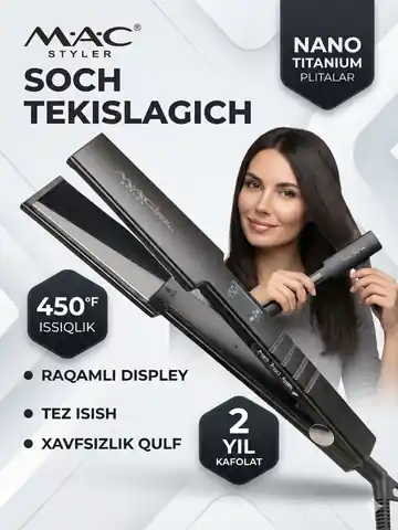 Soch to'g'rilash uchun dazmol M.A.C STYLER MC-5518A, Qora