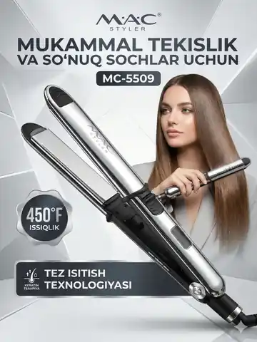 Soch to'g'rilash uchun dazmol M.A.C STYLER MC-5509, Oq