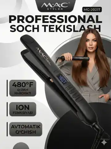 Soch to'g'rilash uchun dazmol M.A.C STYLER MC-2021, Qora