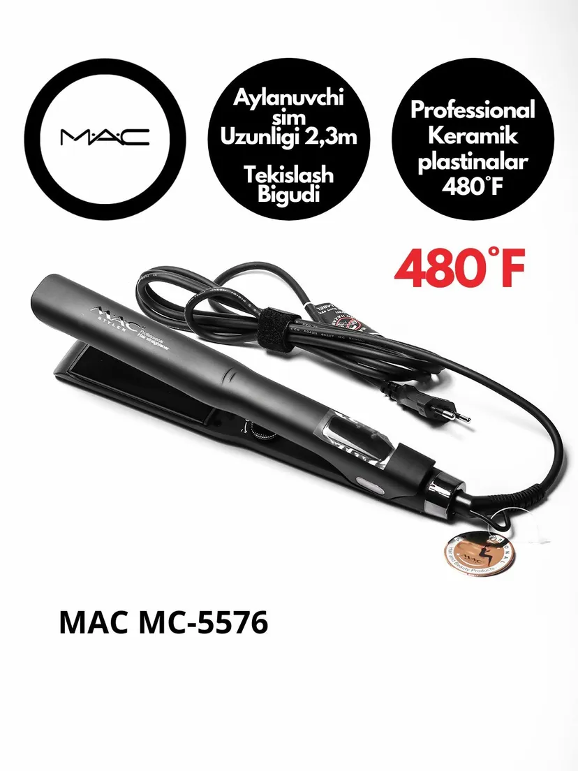 Выпрямитель (утюжок) для волос M.A.C STYLER MC-5576, Черный