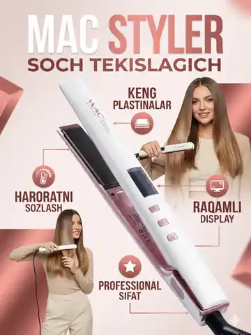 Soch to'g'rilash uchun dazmol M.A.C STYLER MC-5533, Pushti