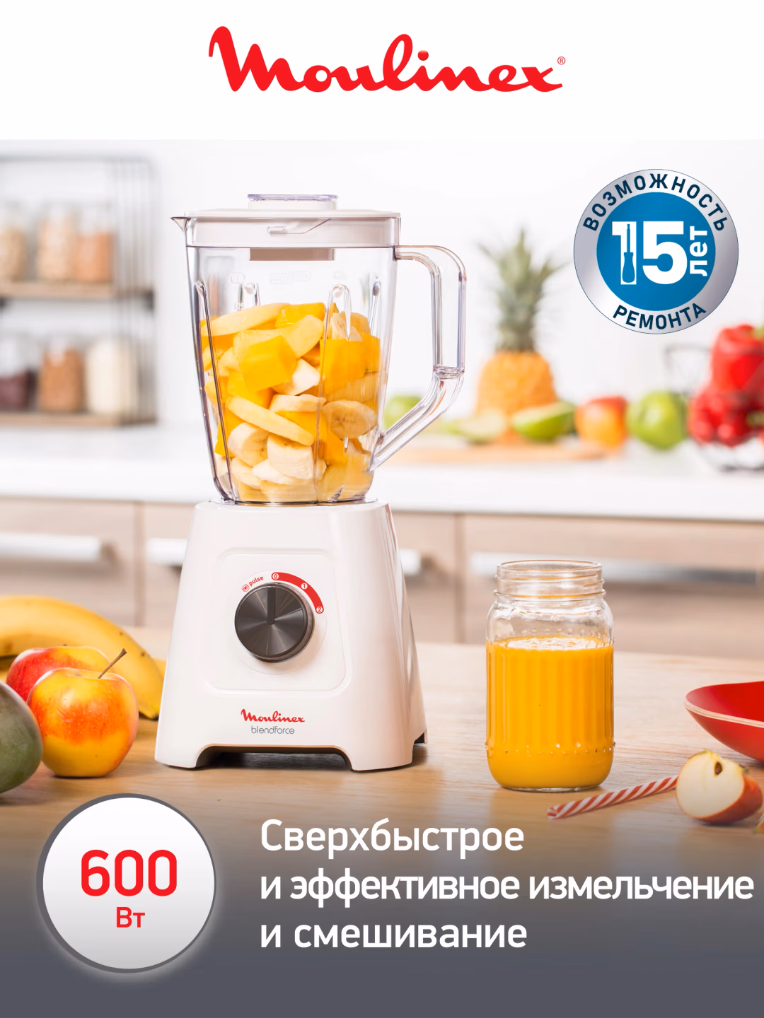 Statsionar blender Moulinex Blendforce, 600 Vt, oq - 2