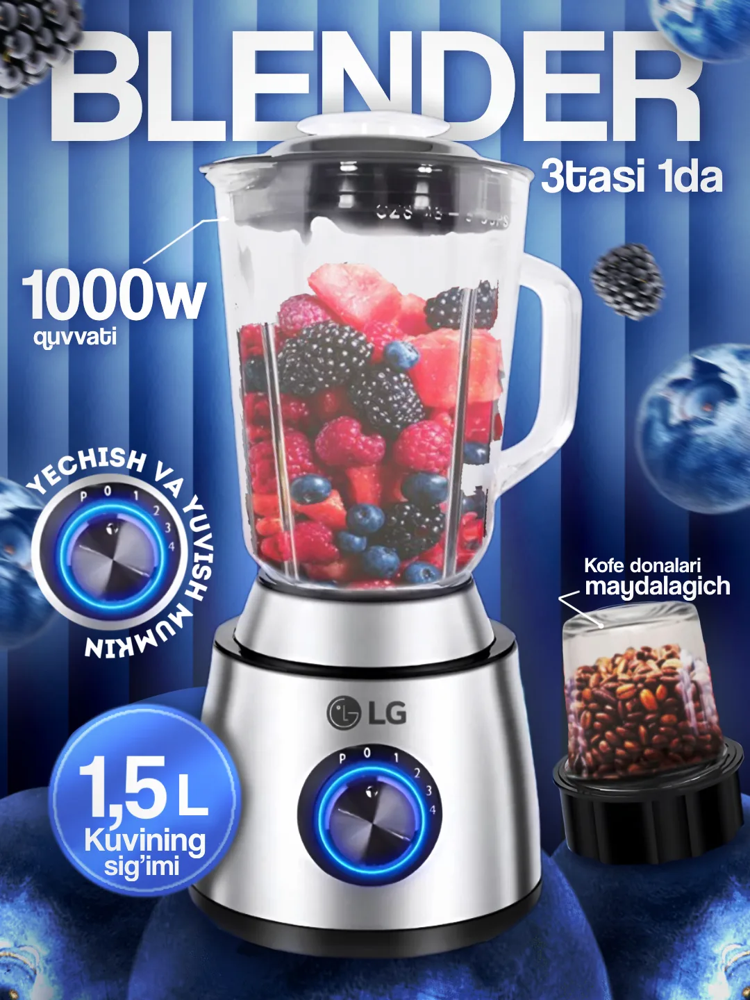 Statsionar blender LG SN-988 2 tasi 1 da, 1.5 L, 1000 Vt