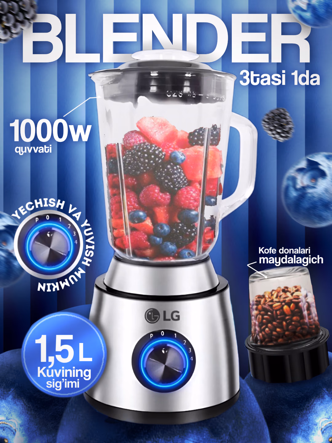 Statsionar blender LG SN-988 2 tasi 1 da, 1.5 L, 1000 Vt - 2