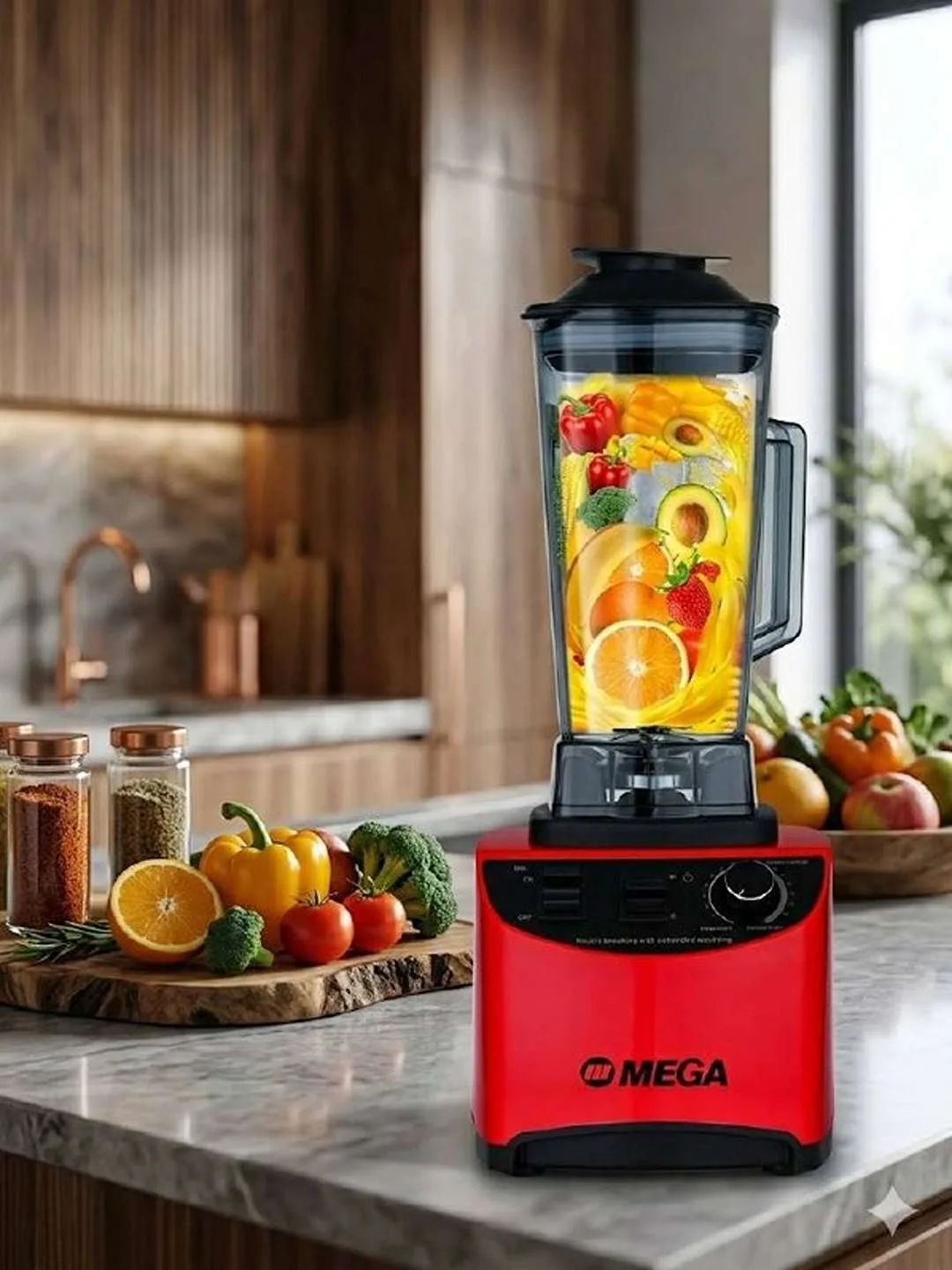 Professional statsionar blender MEGA PRO-5003, 2 L, 1200 Vt, qizil