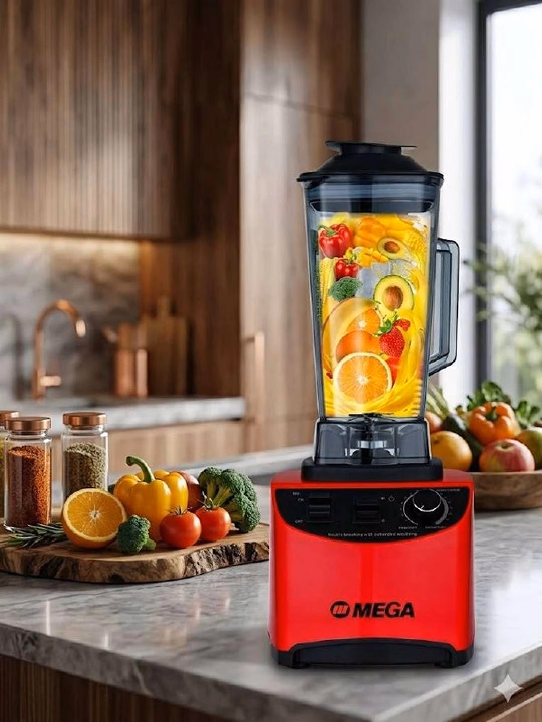 Professional statsionar blender MEGA PRO-5003, 2 L, 1200 Vt, qizil - 2