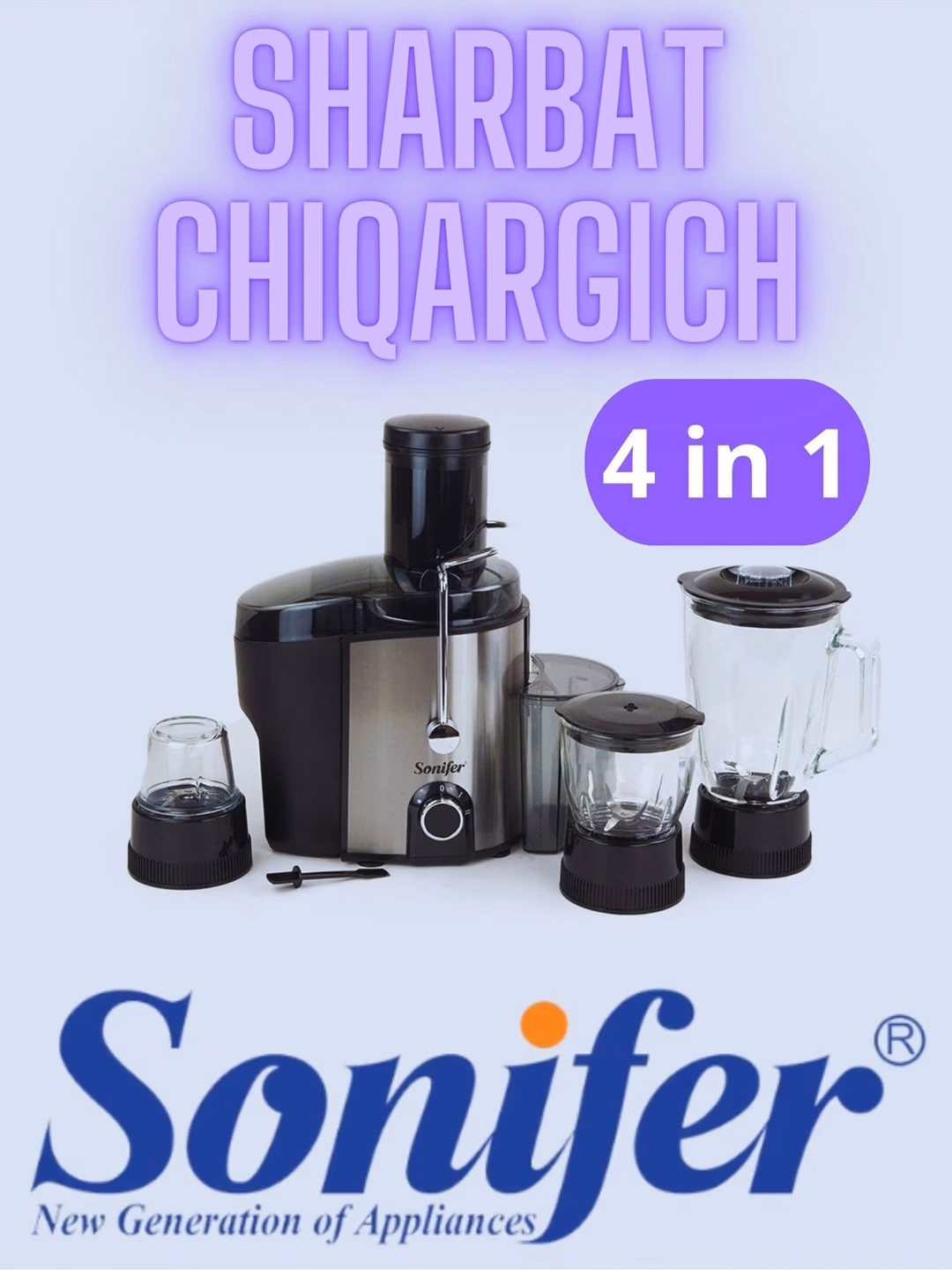 Qo'l blenderi Sonifer SF-5525, 800 Vt, qora-kumushrang - 2