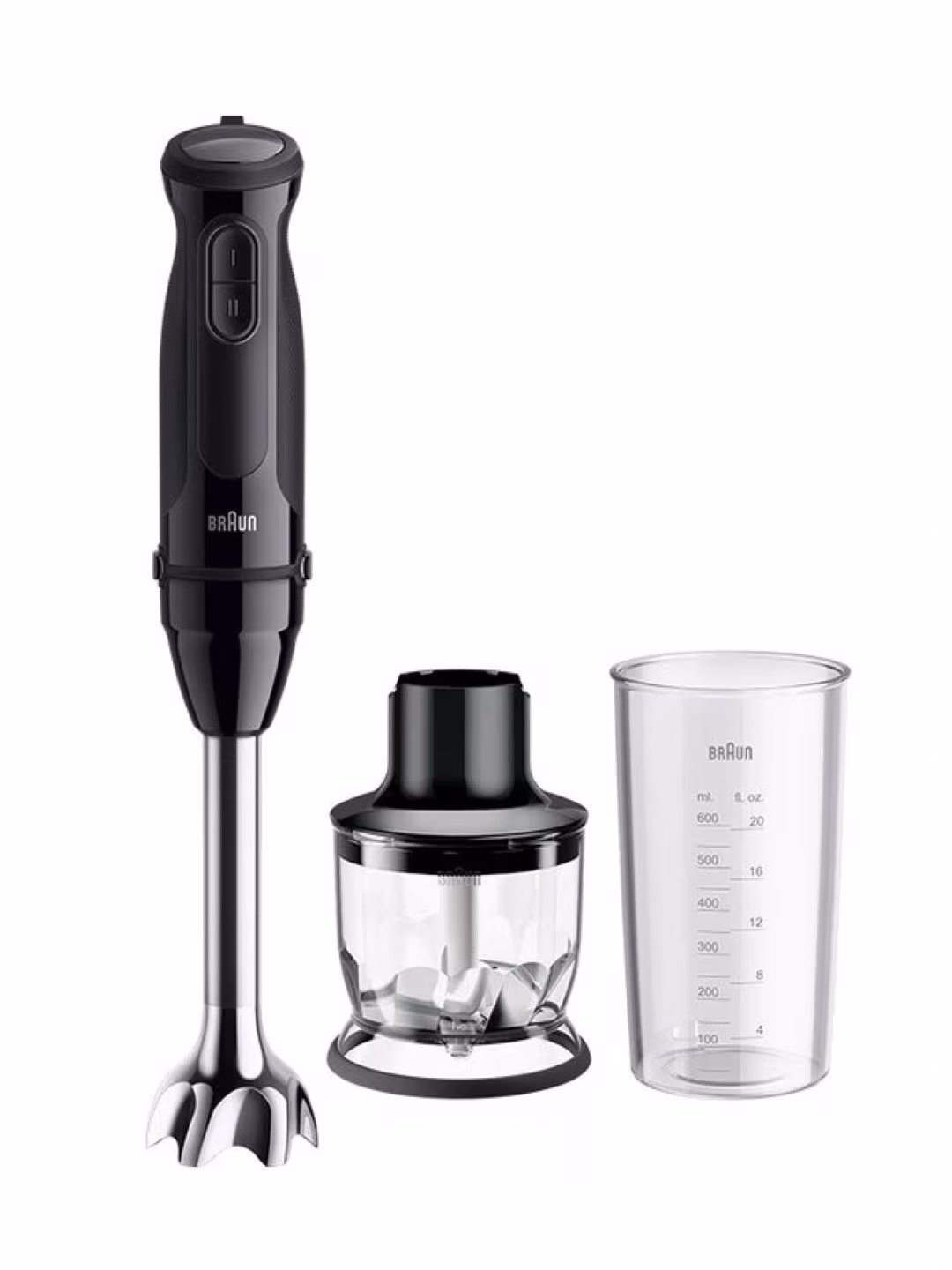 Qo'l blenderi Braun MultiQuick 3, 700 Vt, maydalagich bilan, qora - 2