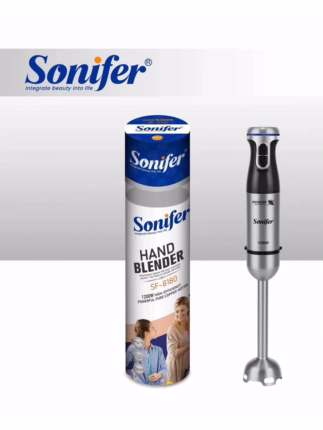 Qo'l blenderi Sonifer SF-8180, 1200 Vt, kumushrang - 2