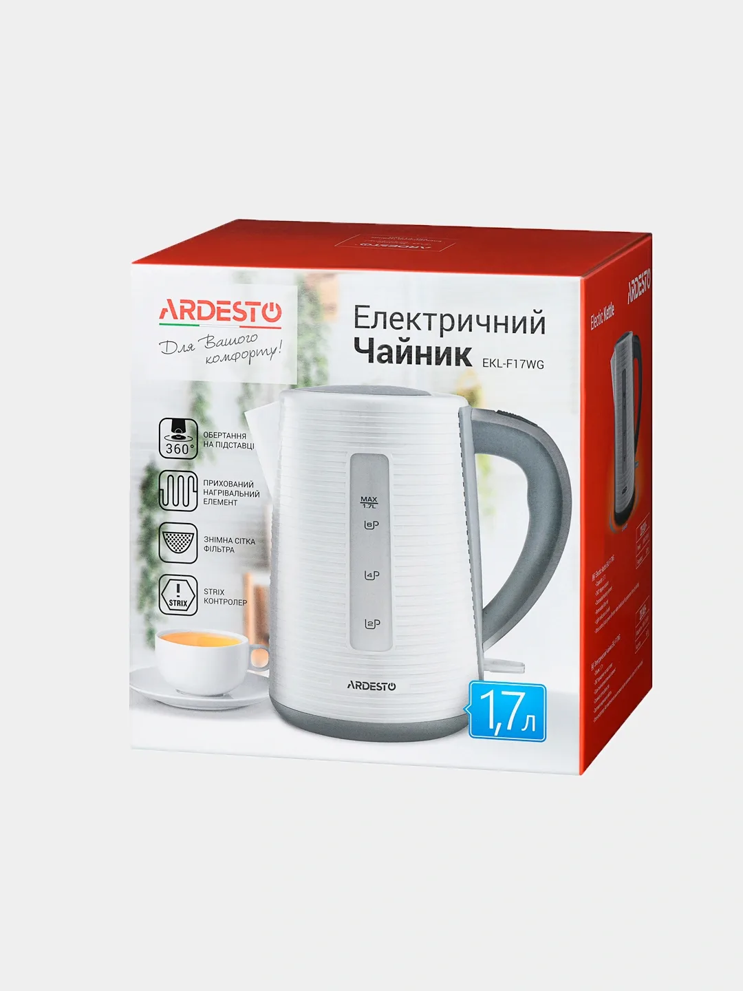 Shisha elektr choynak Ardesto EKL-F17WG, 1.7 L, oq