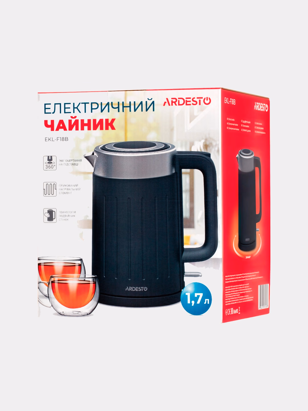 Shisha elektr choynak Ardesto EKL-F17WG, 1.7 L, oq - 18