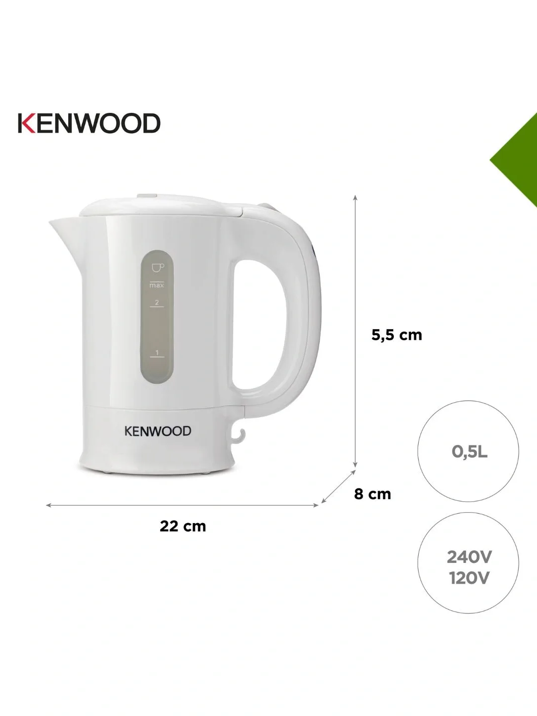 Elektr choynak Kenwood JKP250, ixcham, 0.5 L, oq
