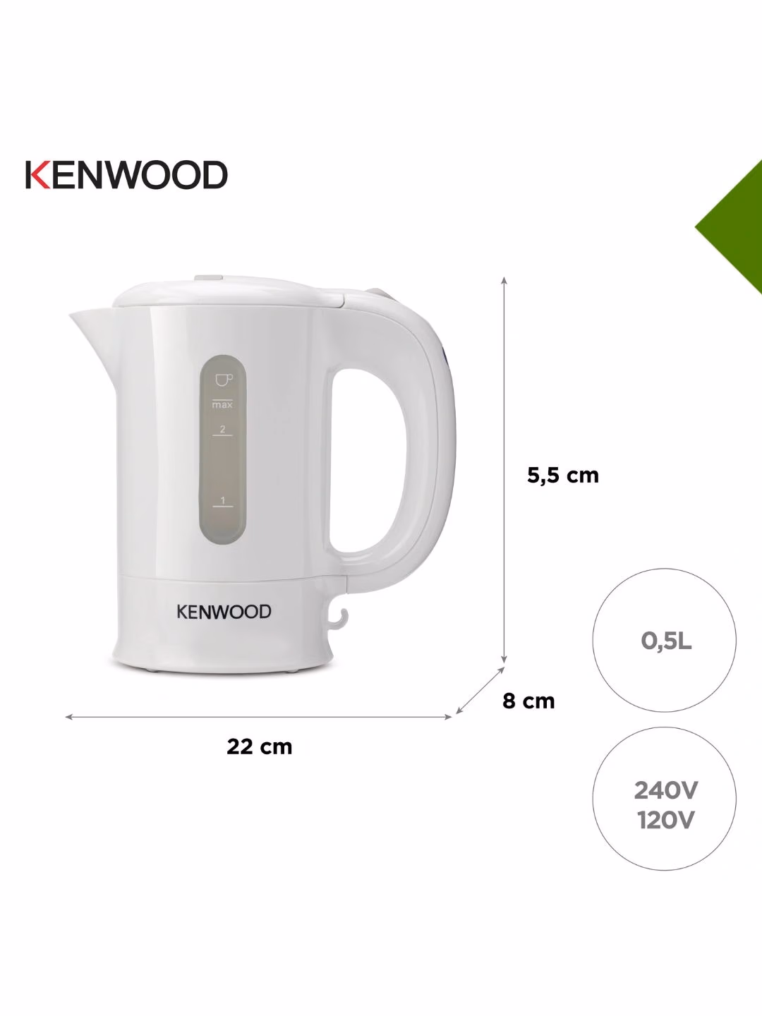 Elektr choynak Kenwood JKP250, ixcham, 0.5 L, oq - 3