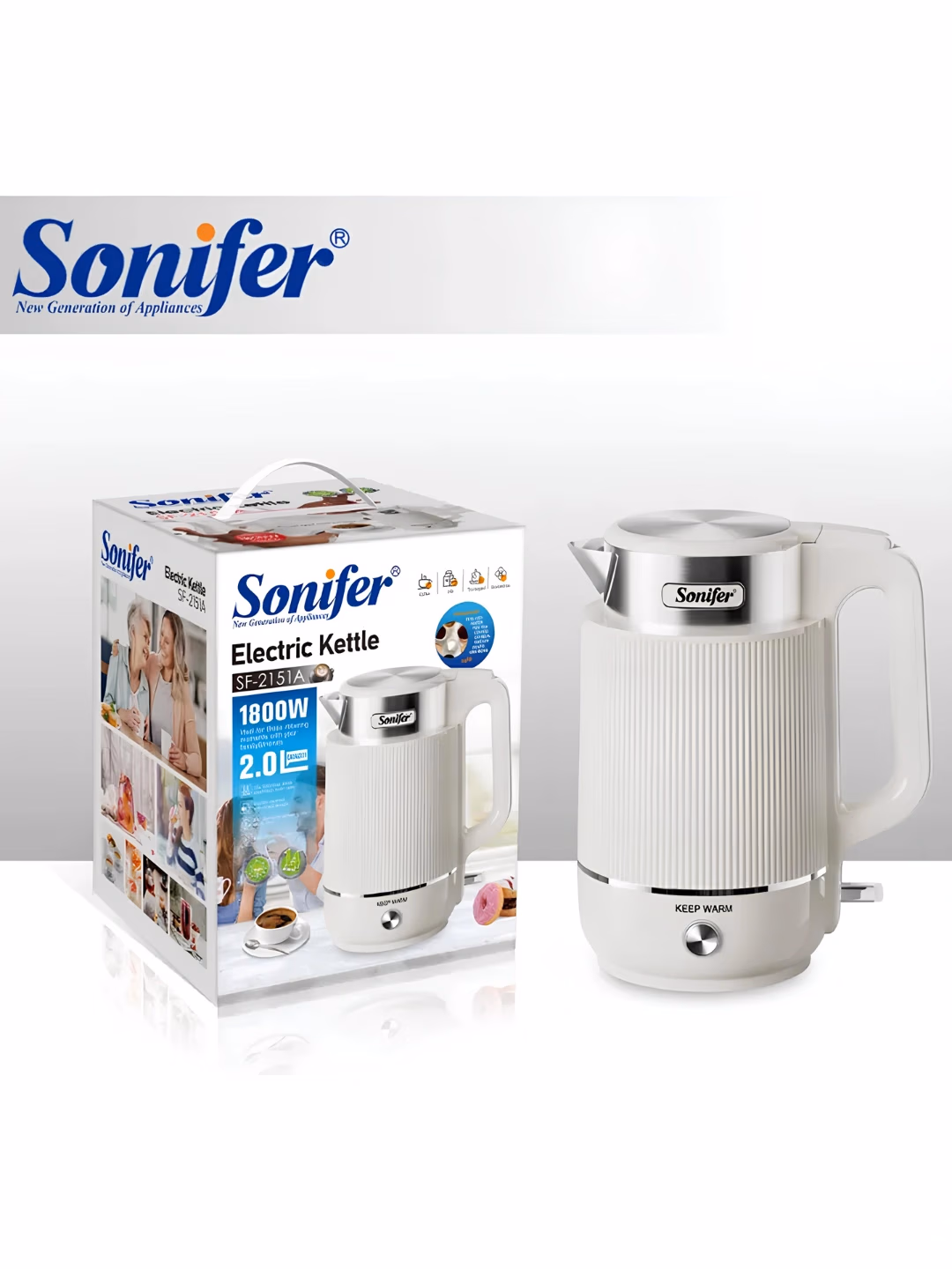 Elektr choynak Sonifer SF-2151A, 2 L, 1800 Vt, oq - 3