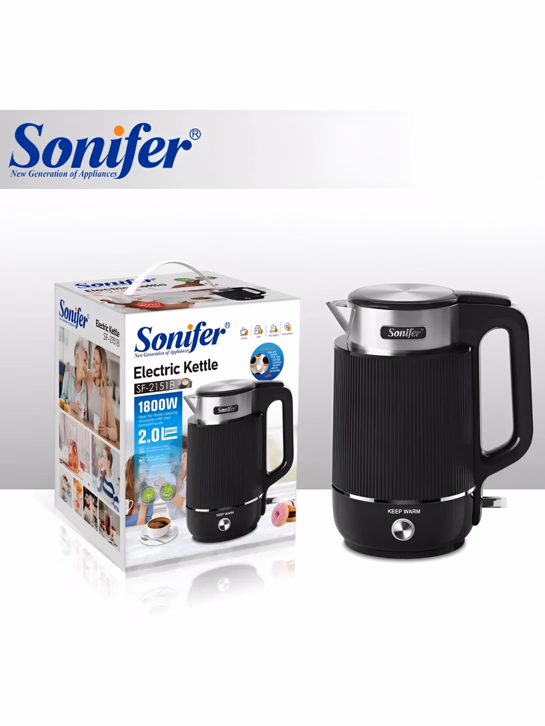 Elektr choynak Sonifer SF-2151A, 2 L, 1800 Vt, oq - 8