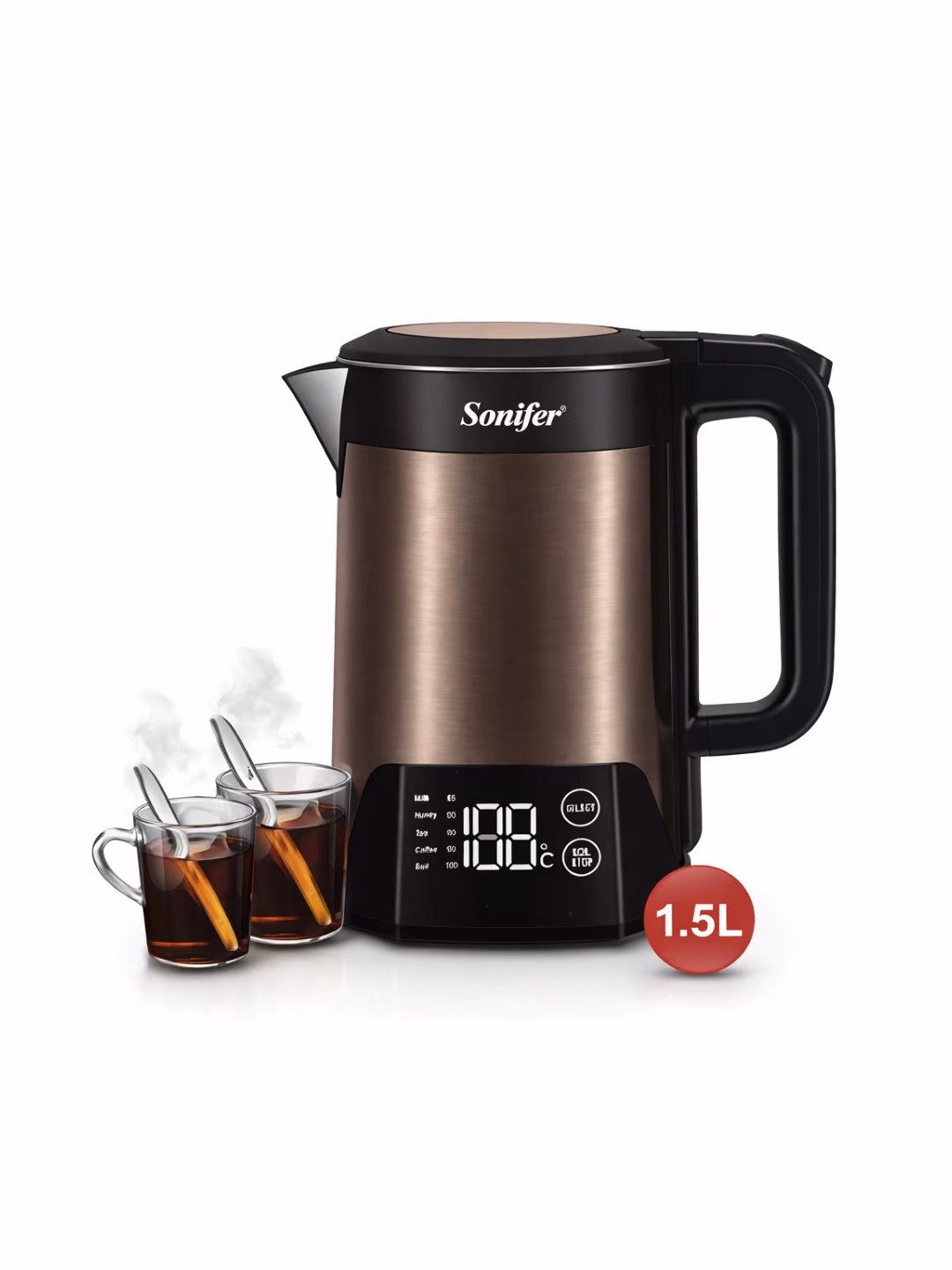 Aqlli elektr choynak Sonifer SF-2098, displeyli, 1.5 L, mis rang - 4