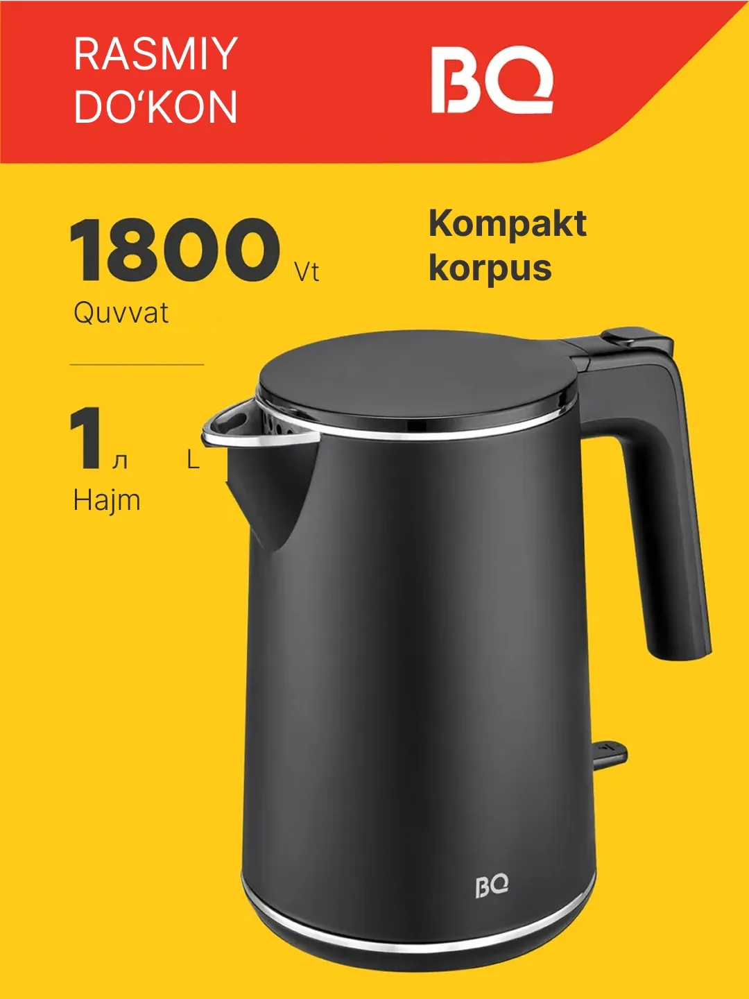 Elektr choynak BQ BQ-KT1716P, ixcham, 1.0 L, qora