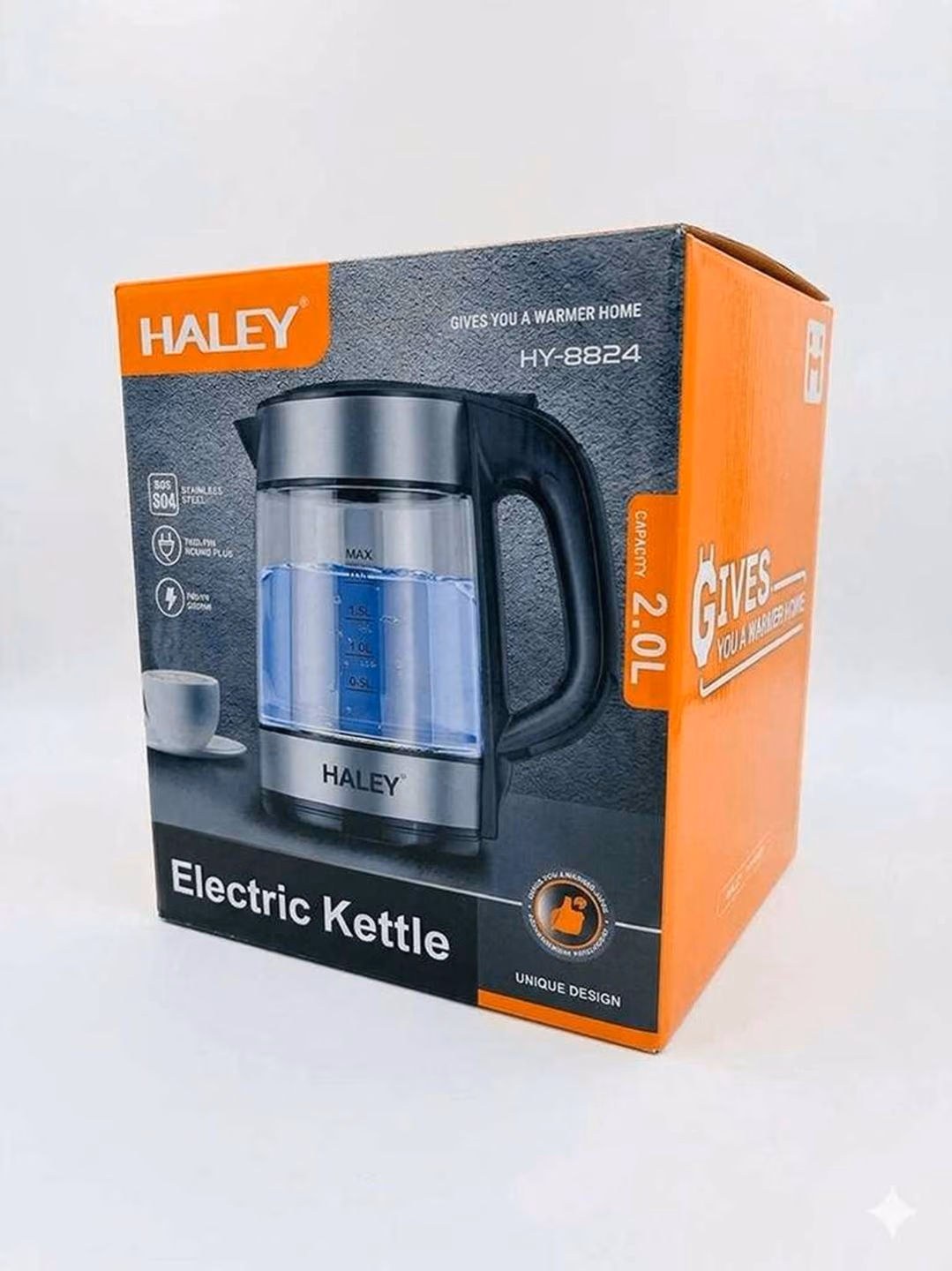 Shisha elektr choynak Haley HY-8824, 2.0 L, metall-qora - 3