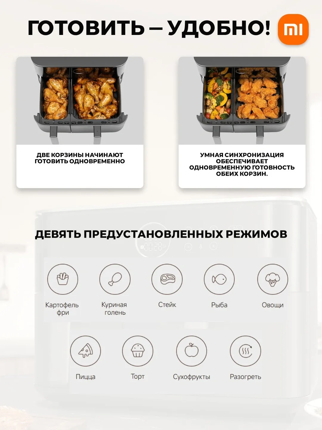 Aqlli aerogril Xiaomi Smart Air Fryer 4.5, 12 L, oq