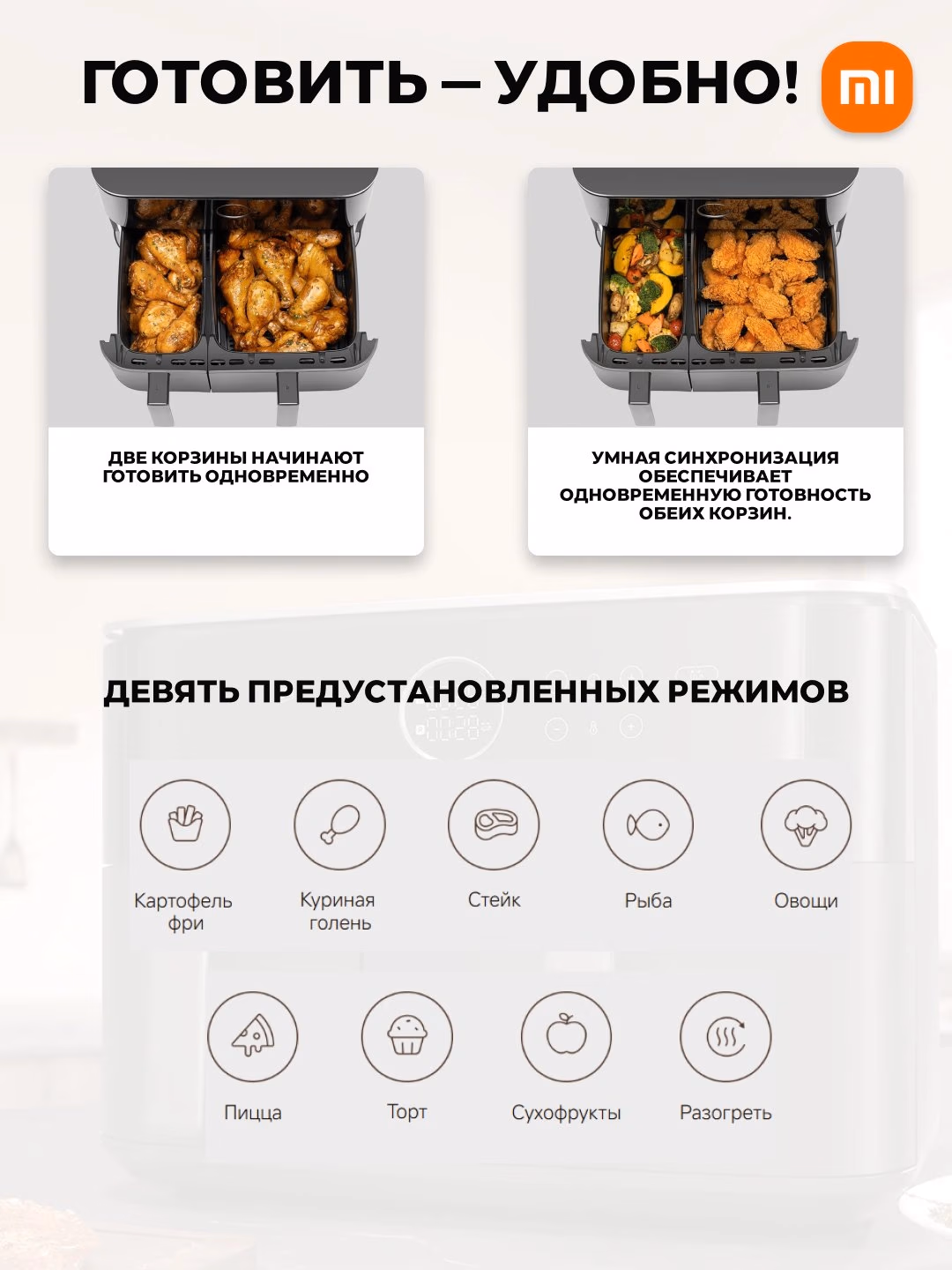 Aqlli aerogril Xiaomi Smart Air Fryer 4.5, 12 L, oq - 20