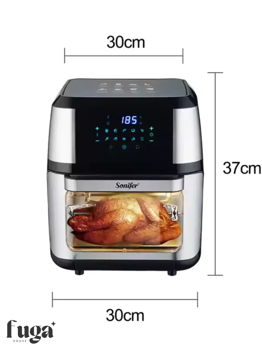 Aqlli aerogril Sonifer SF-1016, 12 L, 1800 Vt, kumushrang-qora