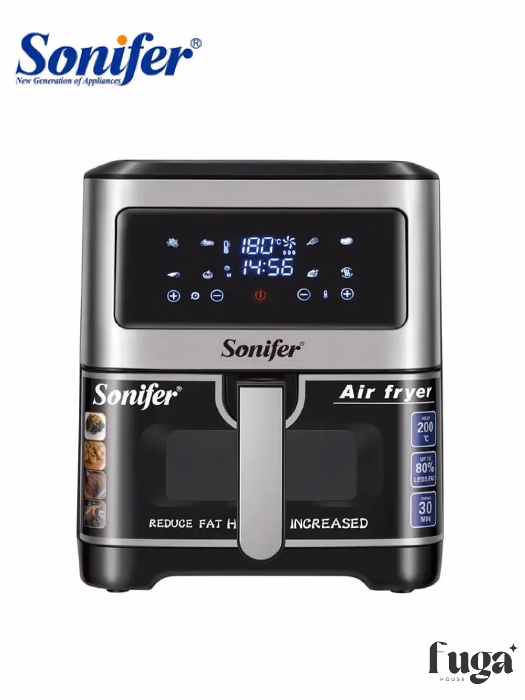 Aqlli aerogril Sonifer SF-1016, 12 L, 1800 Vt, kumushrang-qora - 11