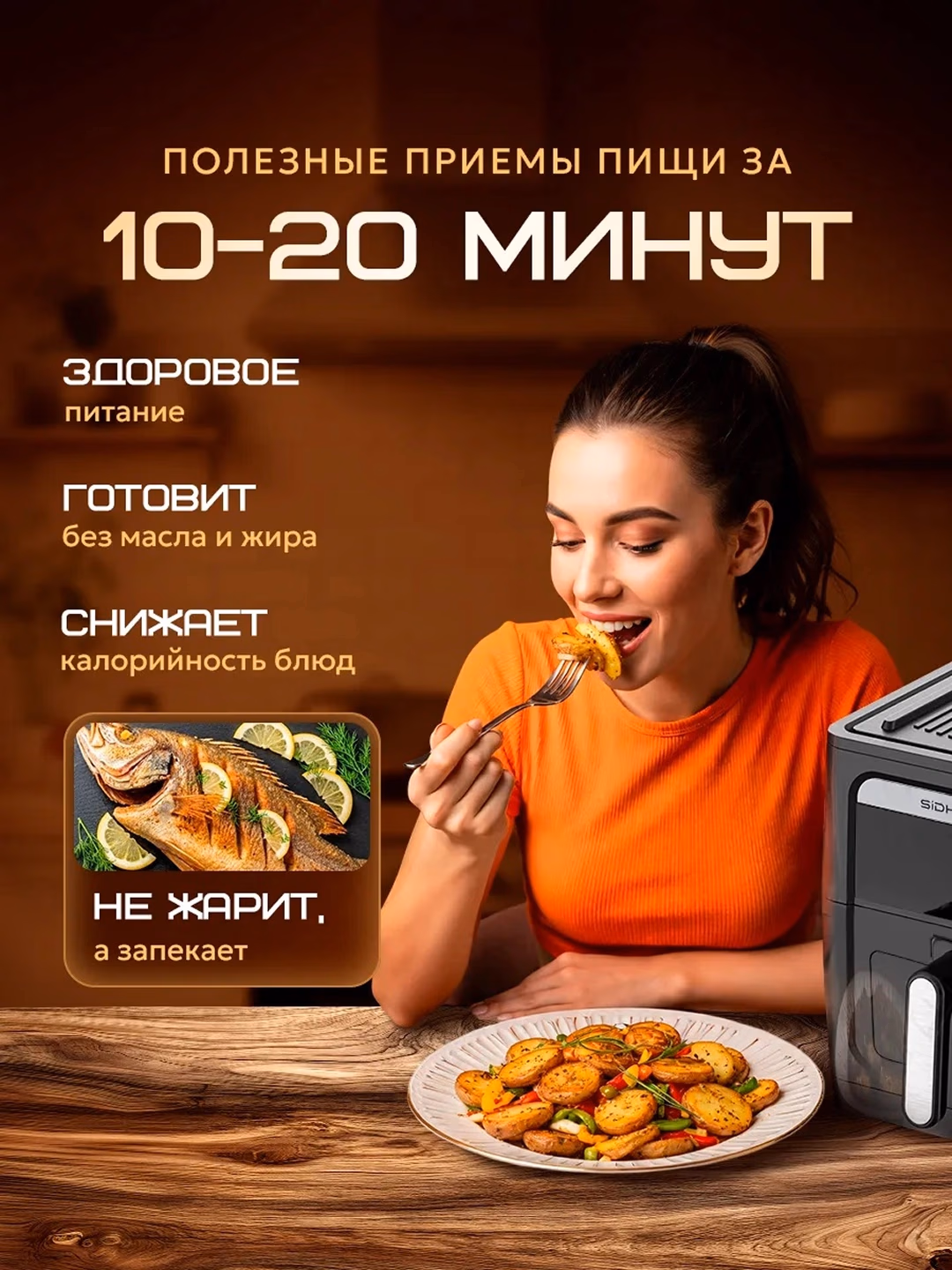 Aerogril-frityurnitsa JAKEEN GR2005, 10 L, 3000 Vt, qora - 8