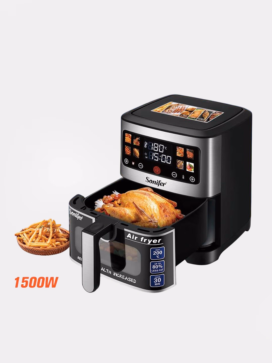 Aerogril Sonifer SF-1028PRO, 6.5 L, qora-kumush