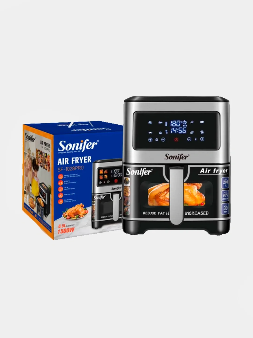 Aerogril Sonifer SF-1028PRO, 6.5 L, qora-kumush