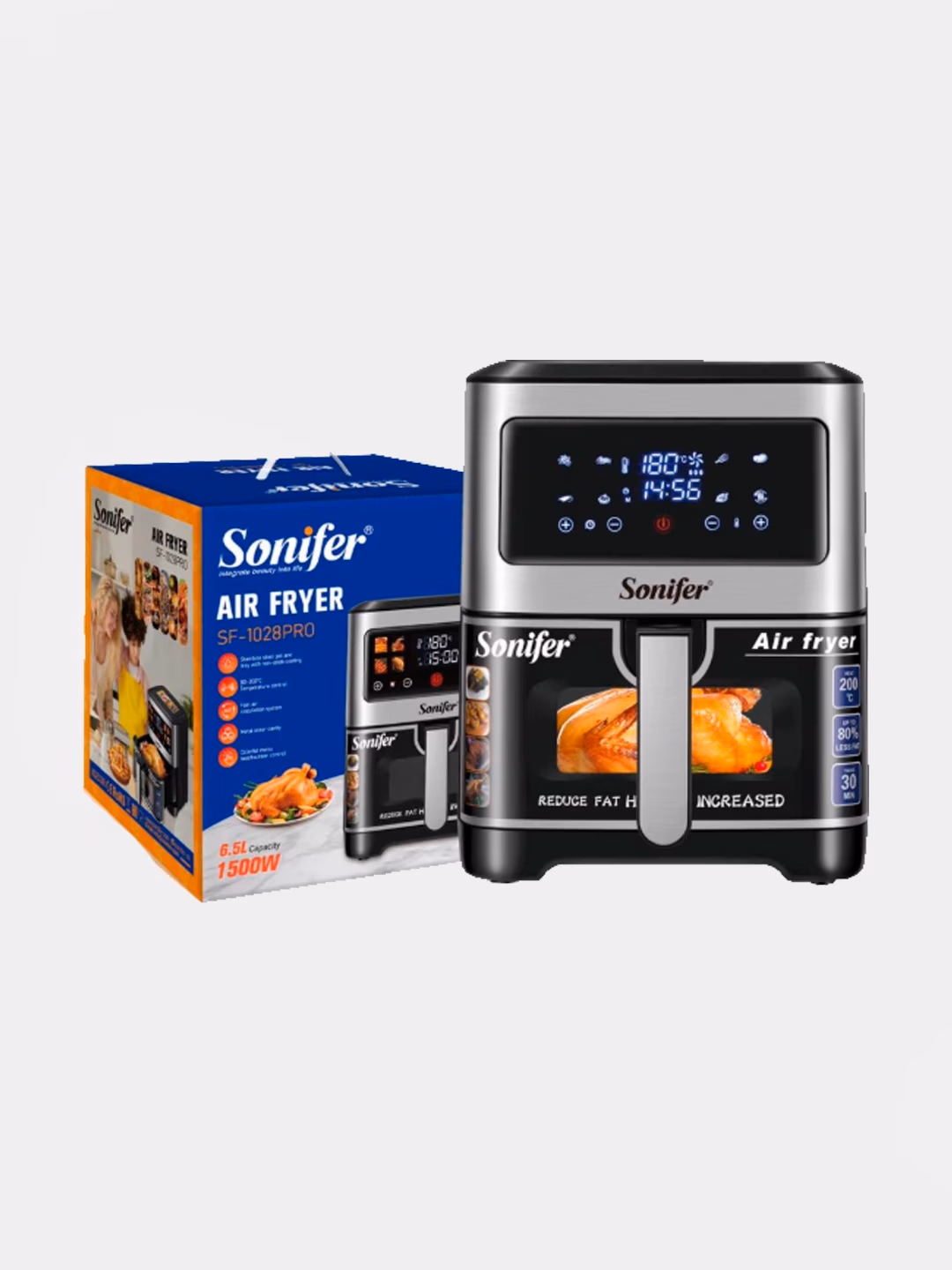Aerogril Sonifer SF-1028PRO, 6.5 L, qora-kumush - 2