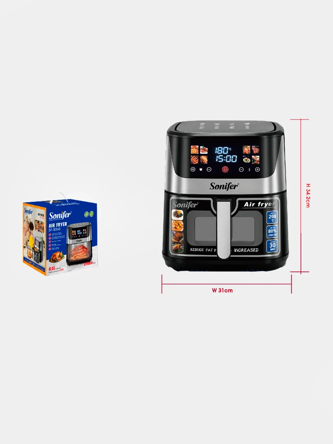 Aerogril Sonifer SF-1028PRO, 6.5 L, qora-kumush