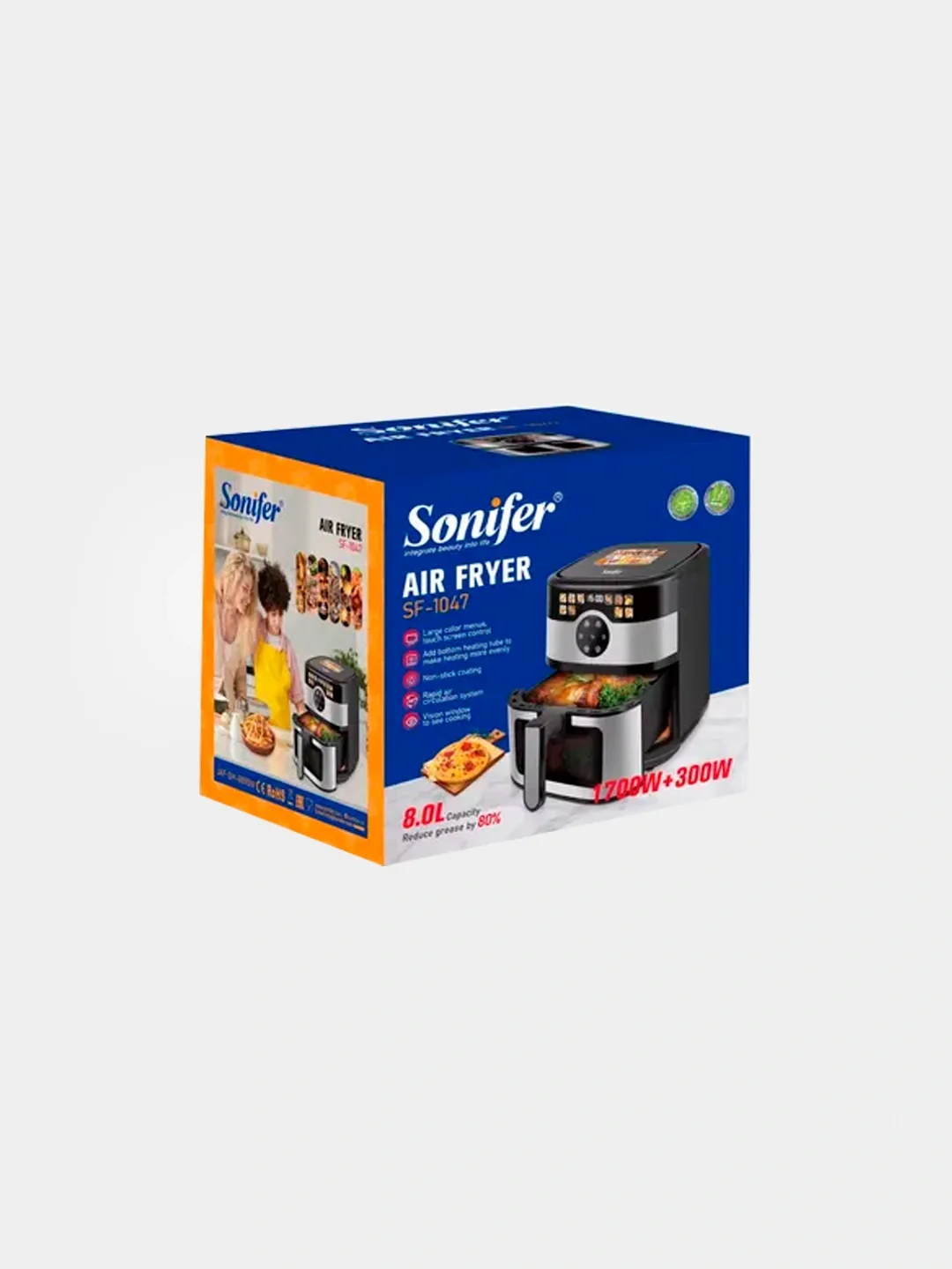 Aerogril Sonifer SF-1028PRO, 6.5 L, qora-kumush