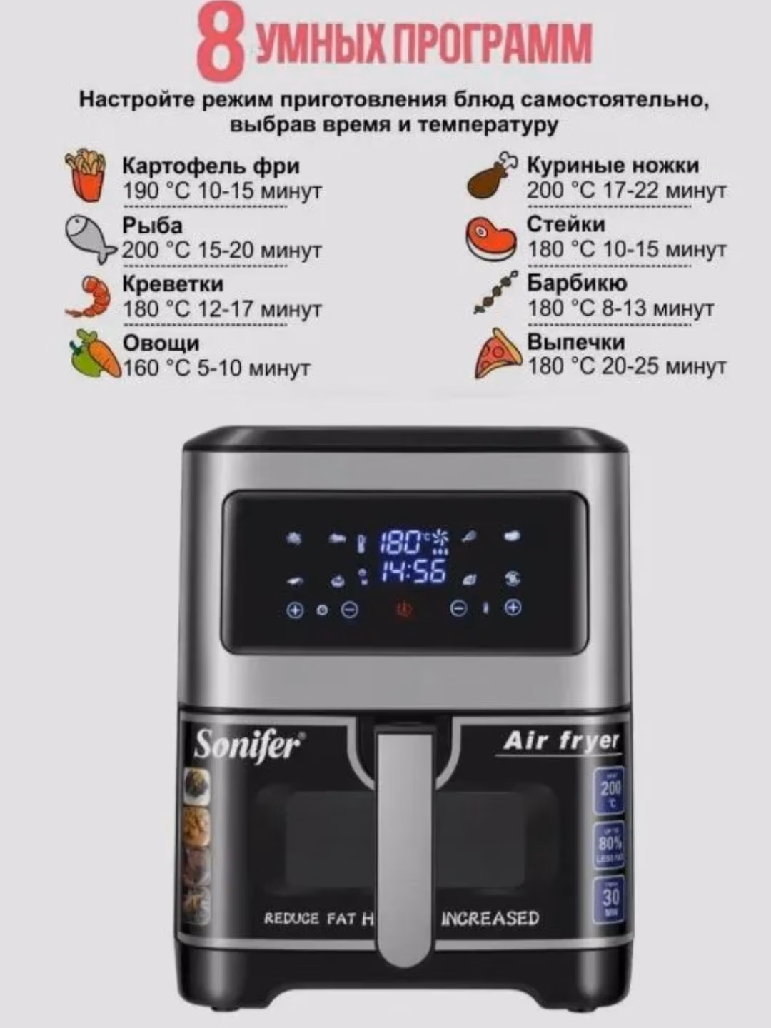 Aerogril-frityurnitsa Sonifer SF-1034, 8.5 L - 3