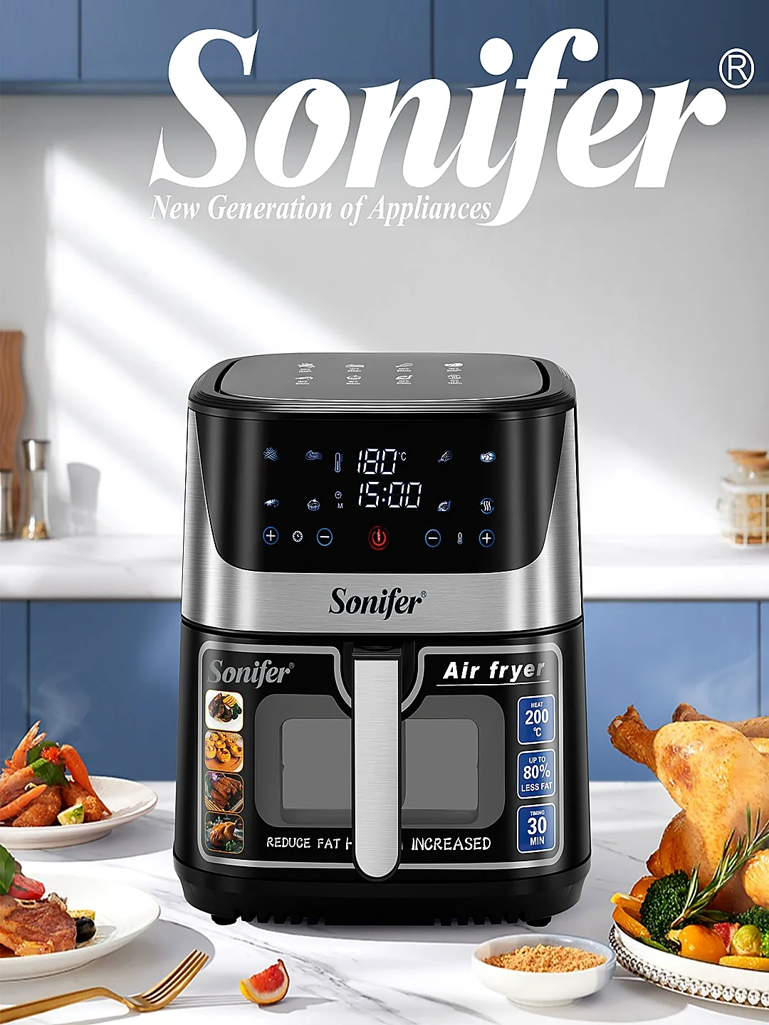 Aerogril Sonifer SF-1034S, 8.5 L, qora