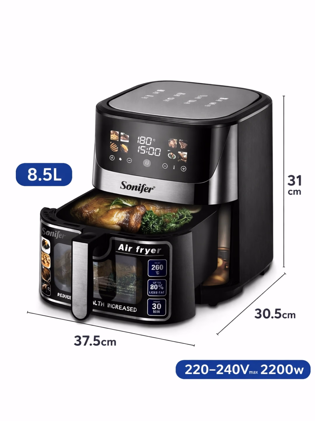 Aerogril Sonifer SF-1034S, 8.5 L, qora - 5