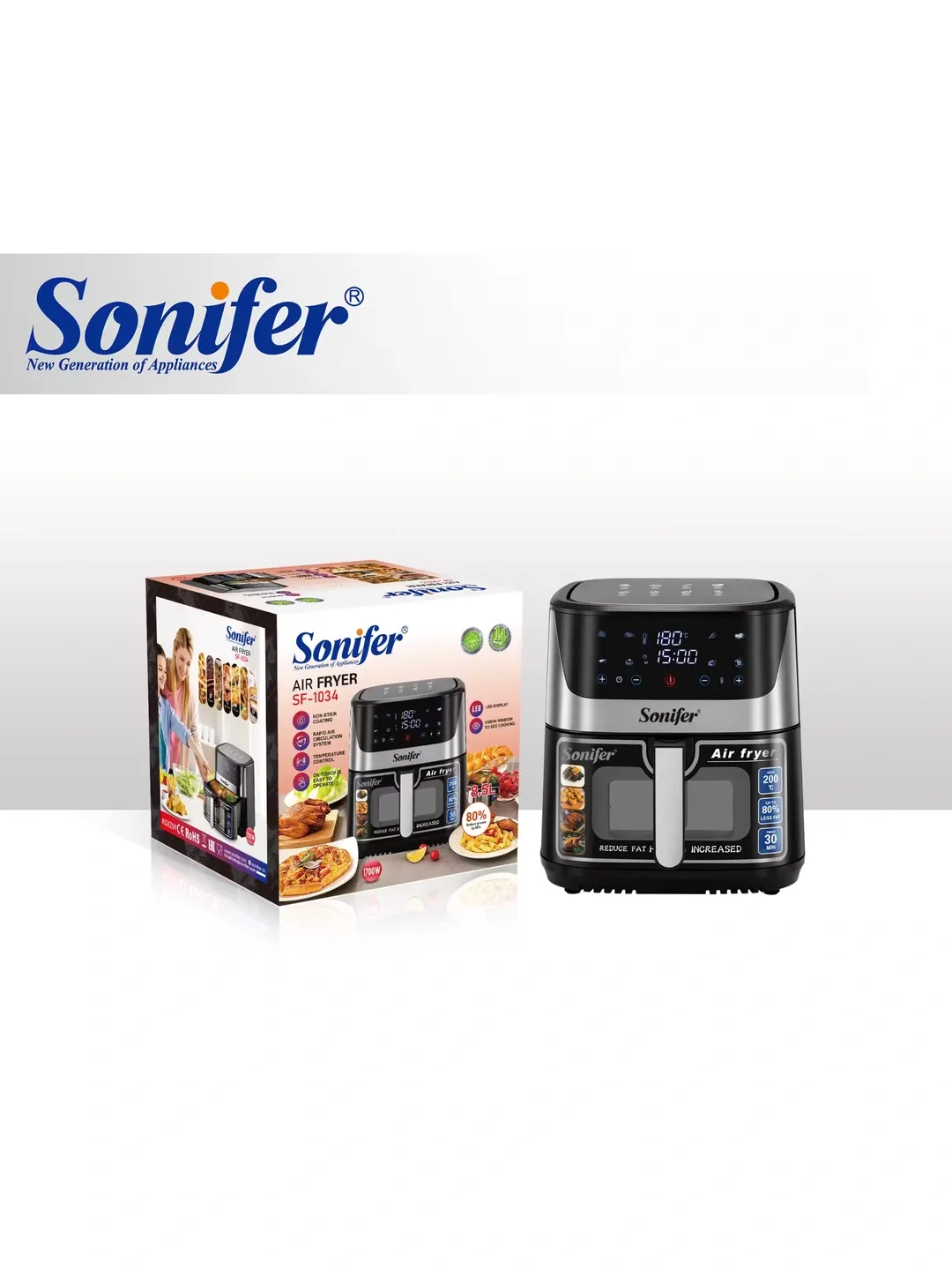 Aerogril Sonifer SF-1034S, 8.5 L, qora