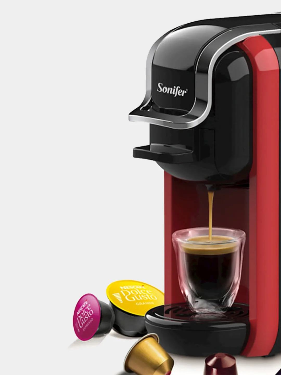Kapsulali kofe mashinasi Sonifer 3B1, 600 ml, 1450 Vt, black-red