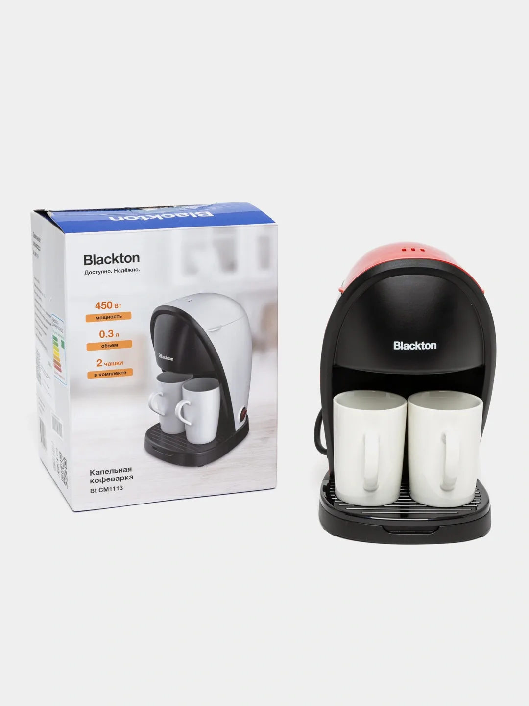 Tomchili kofe qaynatgich Blackton CM1113, 0.3 L, 450 Vt, oq-qora