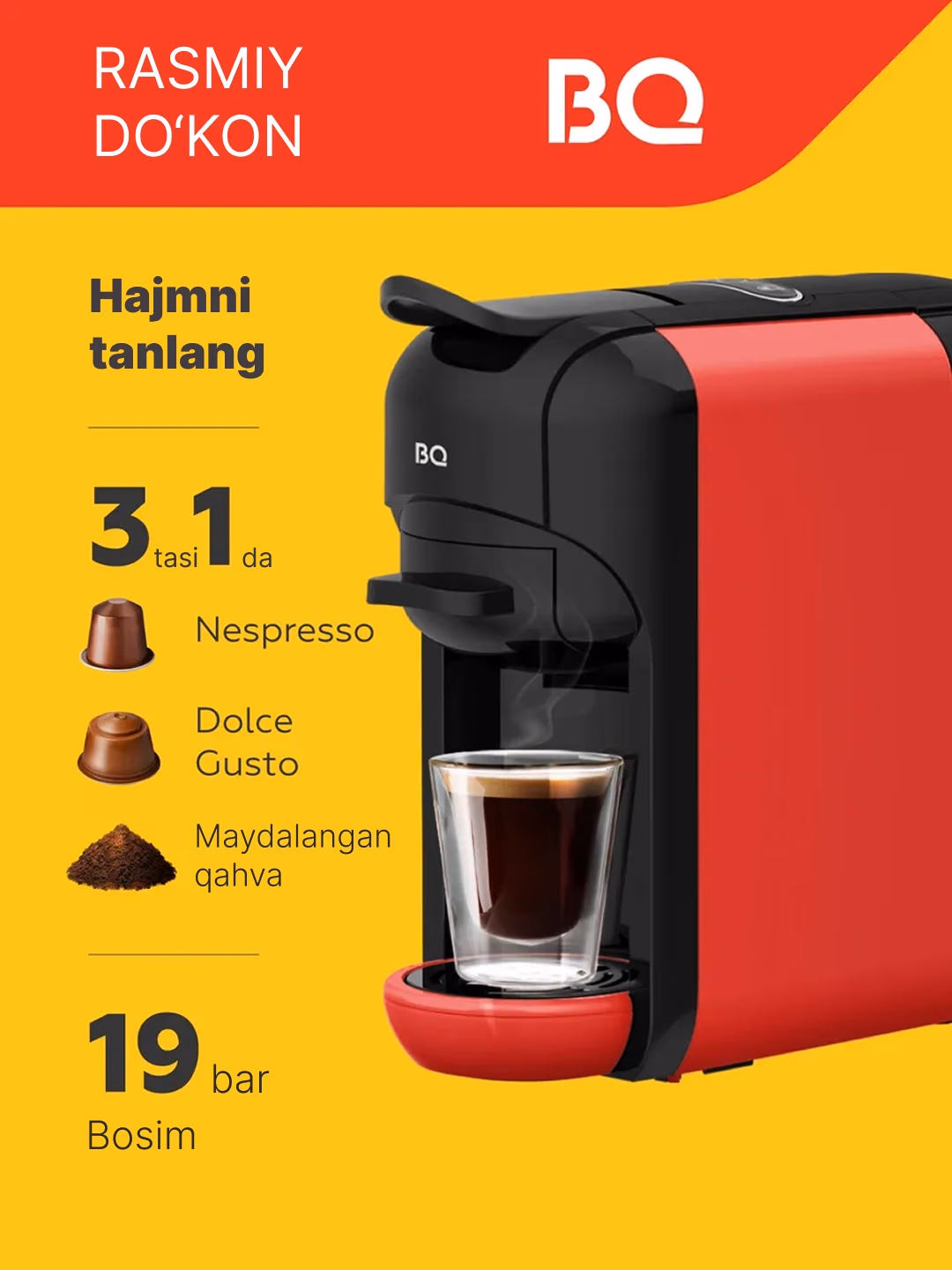 Kapsulali kofe mashinasi BQ CM3000, 600 ml, 1450 Vt, qora - 21