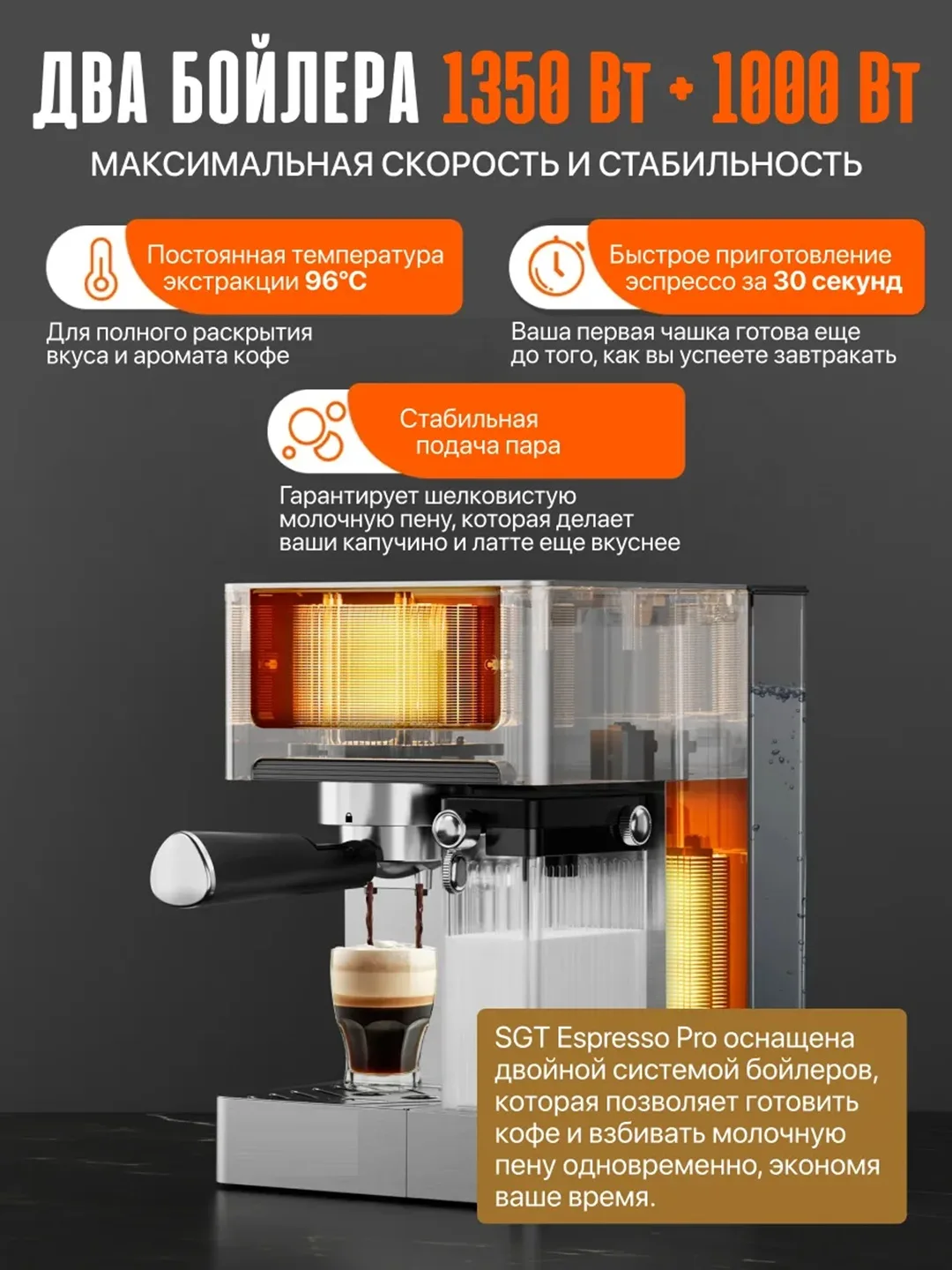 Kofe mashinasi Sonifer SF-3573, sensorli displey, 20 bar, kumush