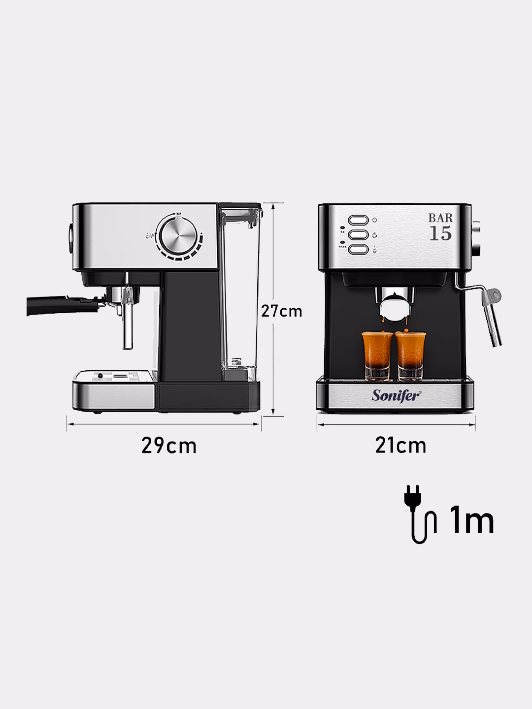 Rojogli kofe mashinasi Sonifer SF-3535 Barista Pro, 15 bar, 1.6 L - 6