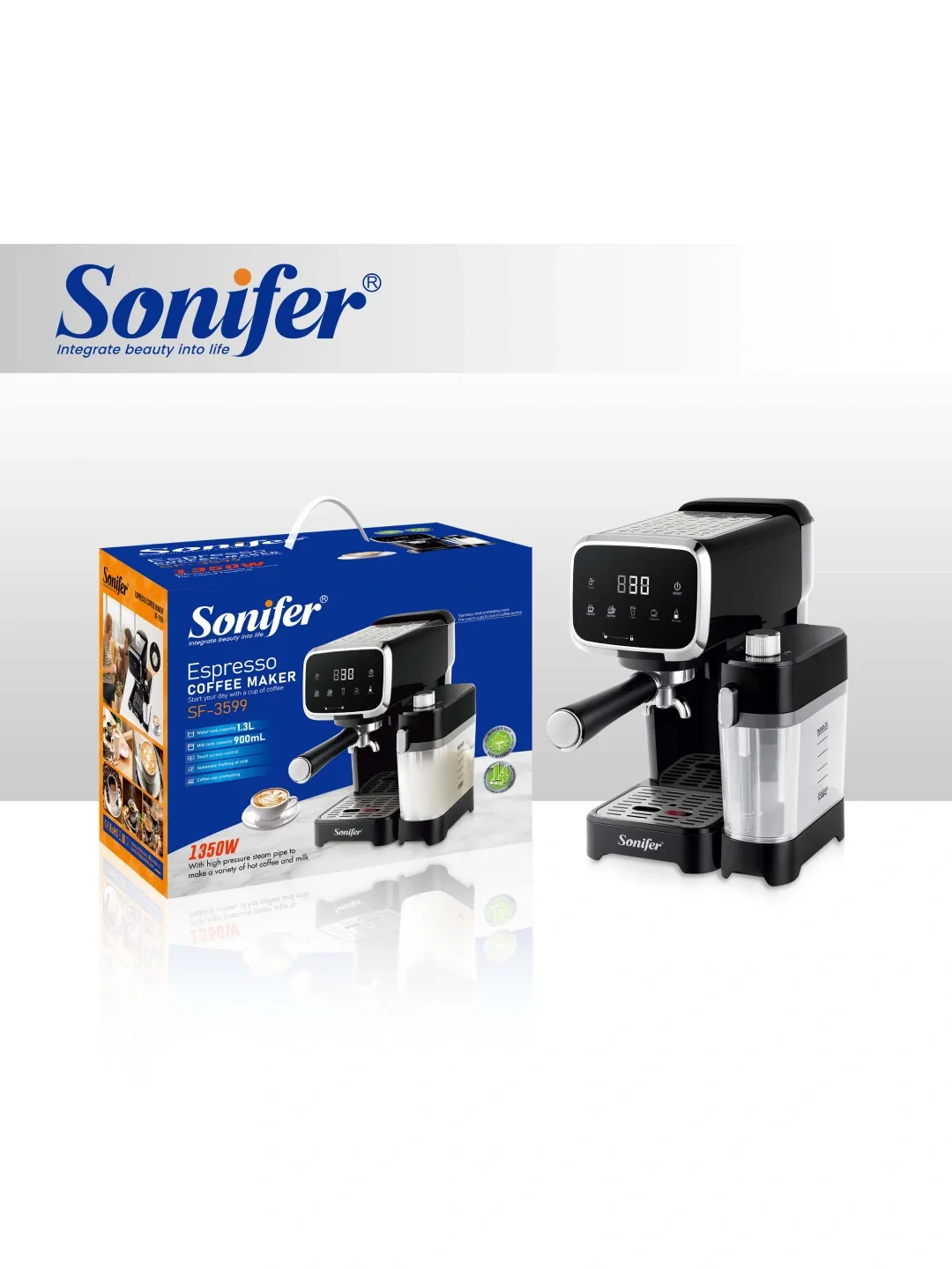 Kofe mashinasi Sonifer SF-3589, raqamli displey, qora