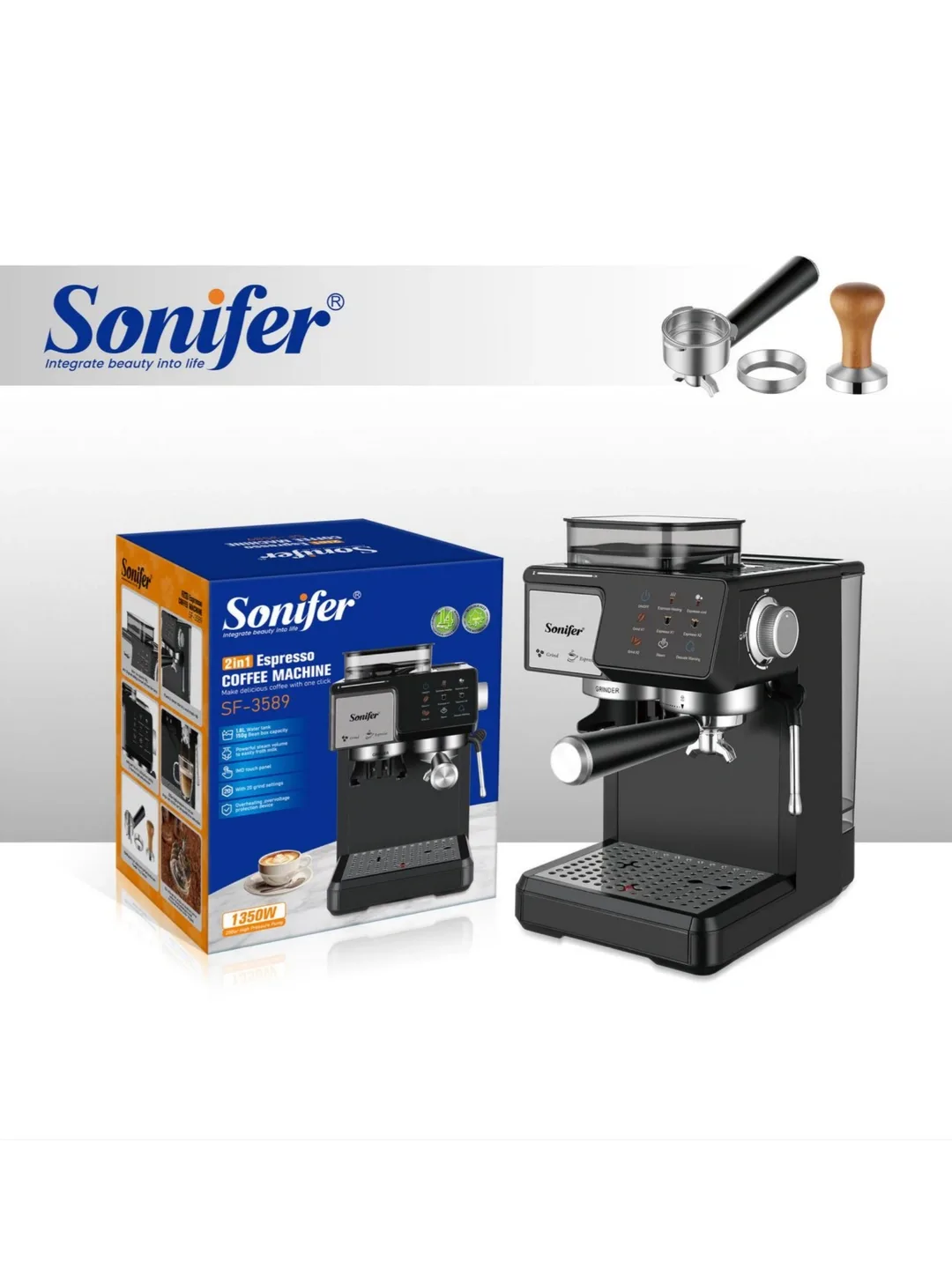 Kofe mashinasi Sonifer SF-3589, raqamli displey, qora