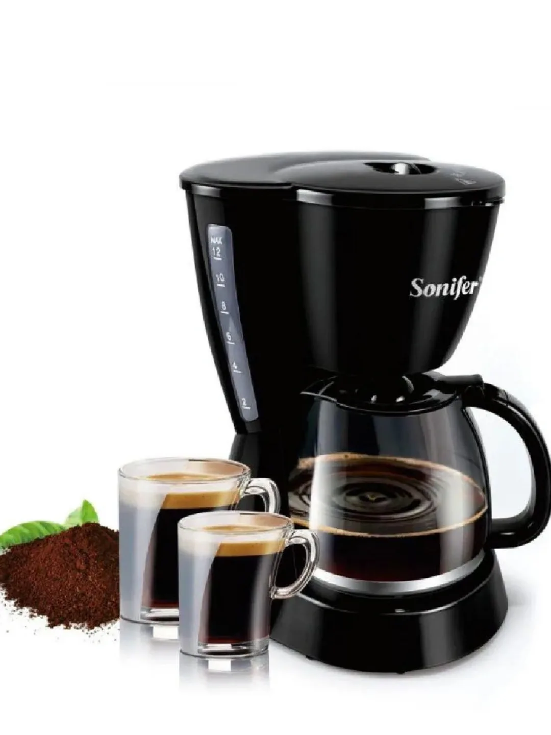 Tomchili kofe qaynatgich Sonifer SF-3564, 0.75 L, 650 Vt, qora