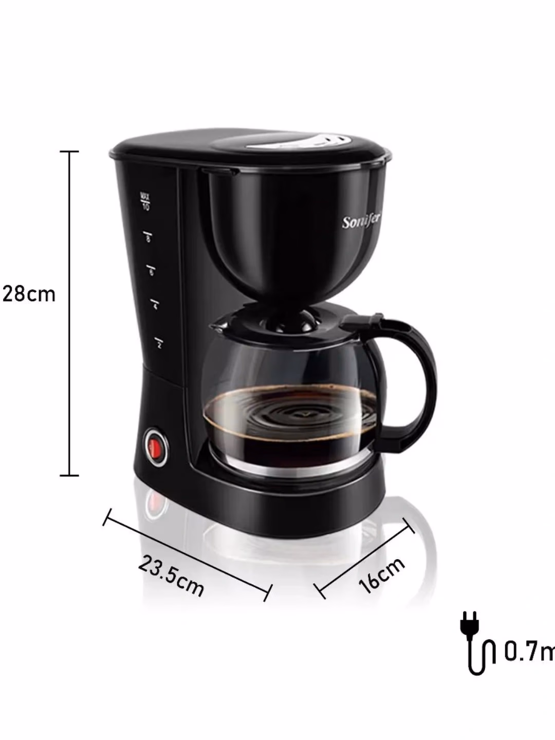 Tomchili kofe qaynatgich Sonifer SF-3564, 0.75 L, 650 Vt, qora - 4