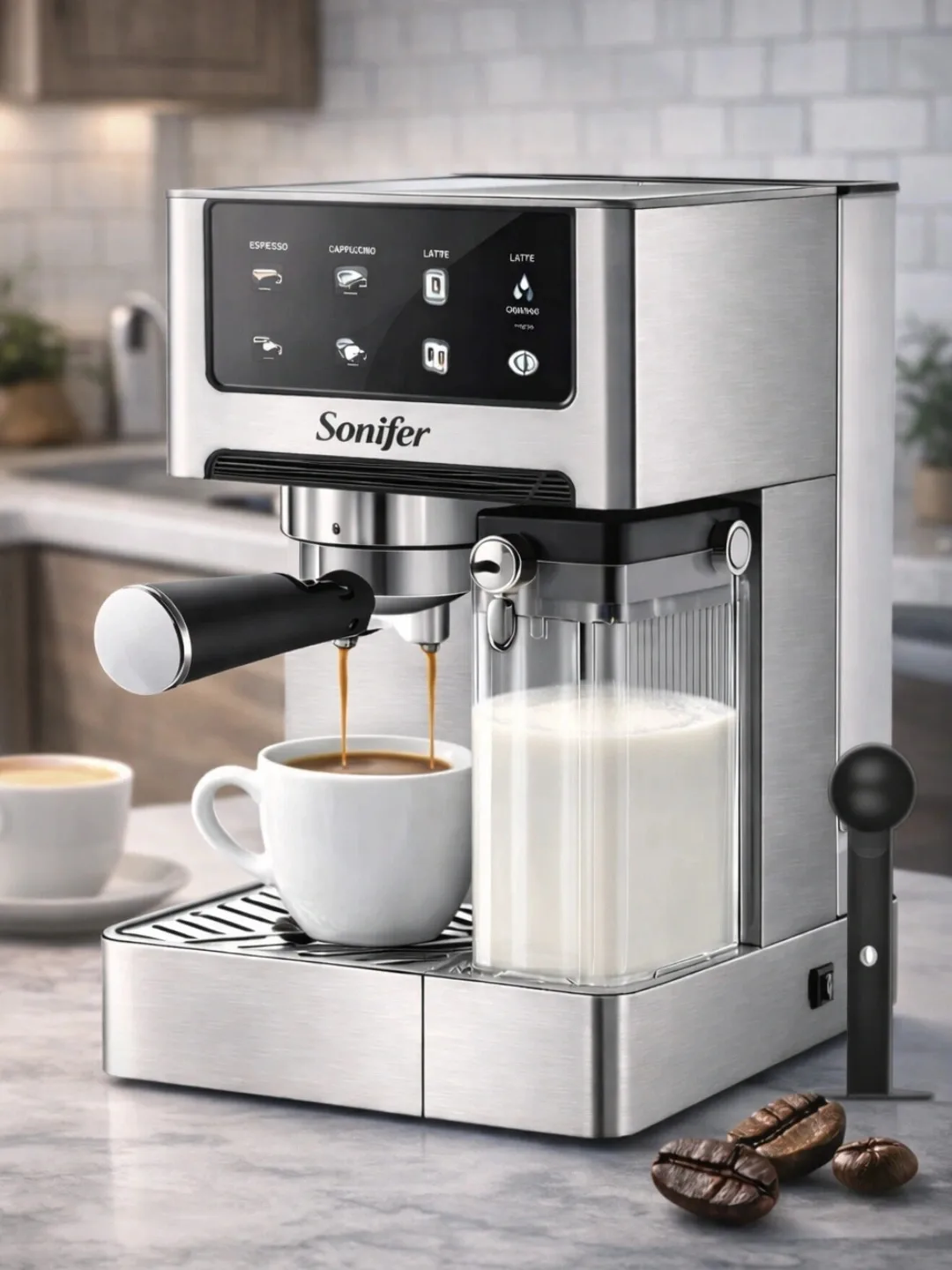 Tomchili kofe qaynatgich Sonifer SF3587, 0.5 L, kumushrang