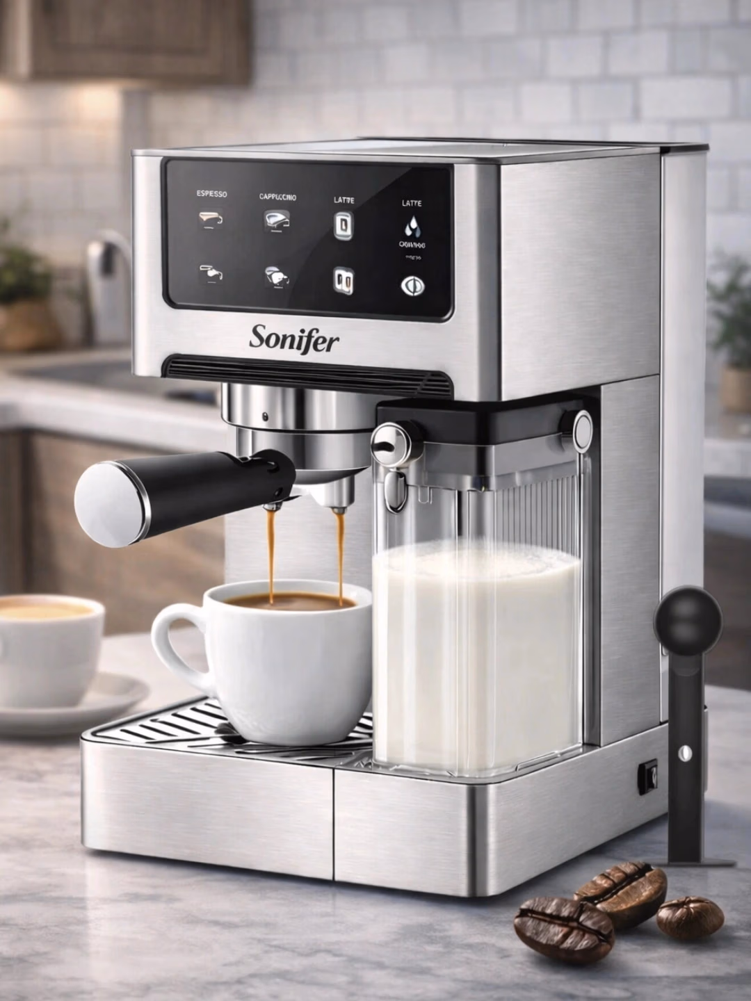 Tomchili kofe qaynatgich Sonifer SF3587, 0.5 L, kumushrang - 2