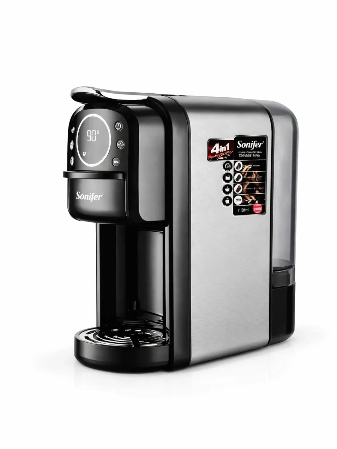 Kapsulali kofe mashinasi Sonifer SF-3555, 7 L, 1400 Vt, qora-kumushrang