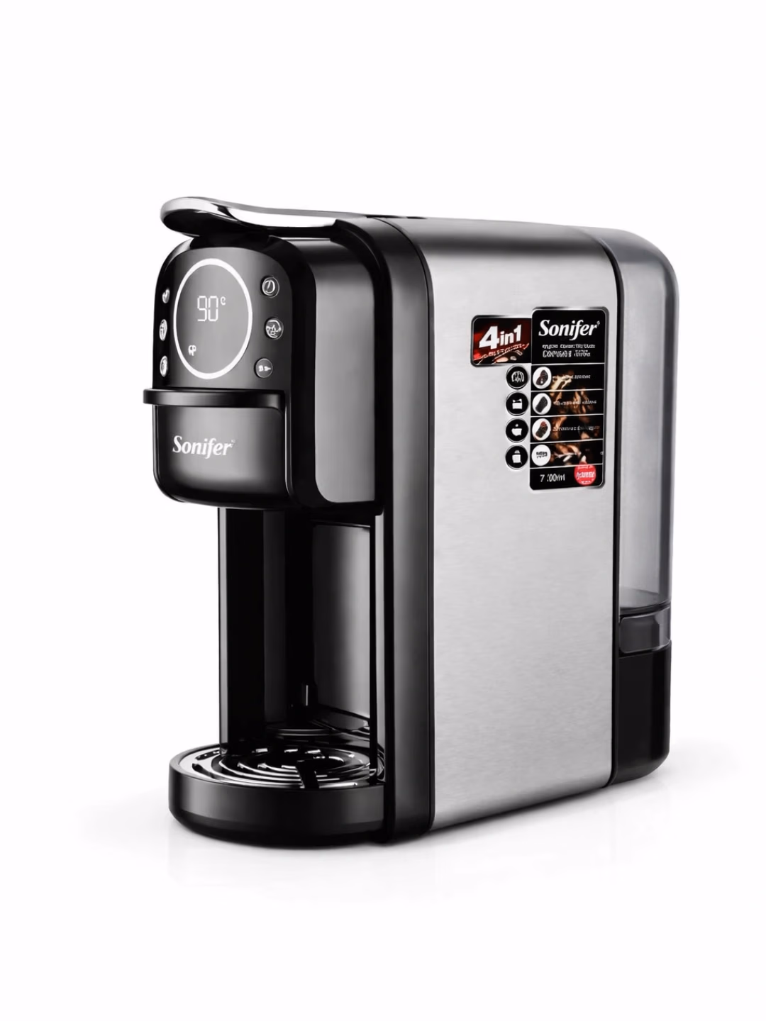Kapsulali kofe mashinasi Sonifer SF-3555, 7 L, 1400 Vt, qora-kumushrang - 3