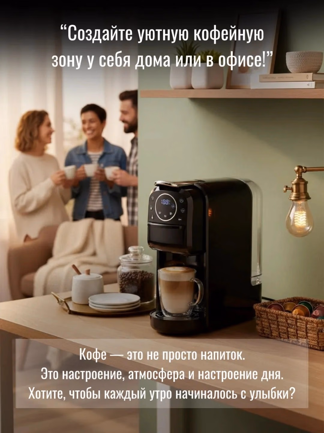 Kapsulali kofe qaynatgich FRYBORG SF-3585 4 tasi 1 da, 20 bar, qora - 18